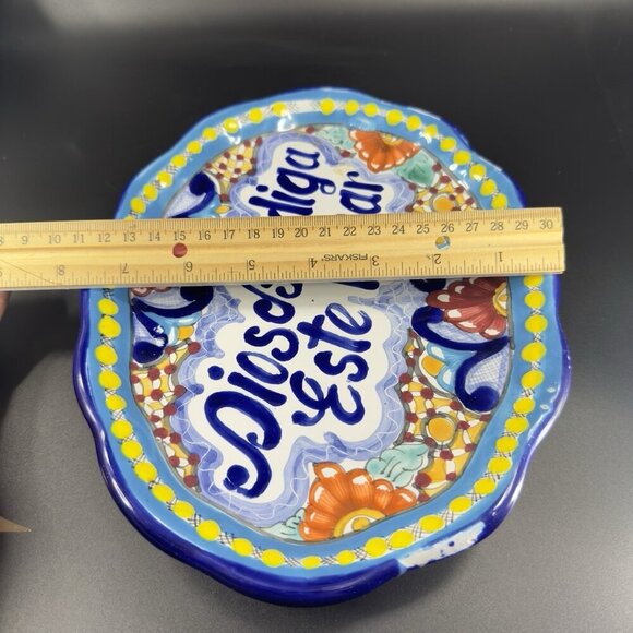 Hand Made Talavera Pottery Mexican Ceramic Hand Painted Tray Oval Dish HR Puebla - Picture 5 of 13